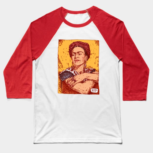 Frida Kahlo, by Maximiliano Lopez Barrios Baseball T-Shirt by Grafixo Sur